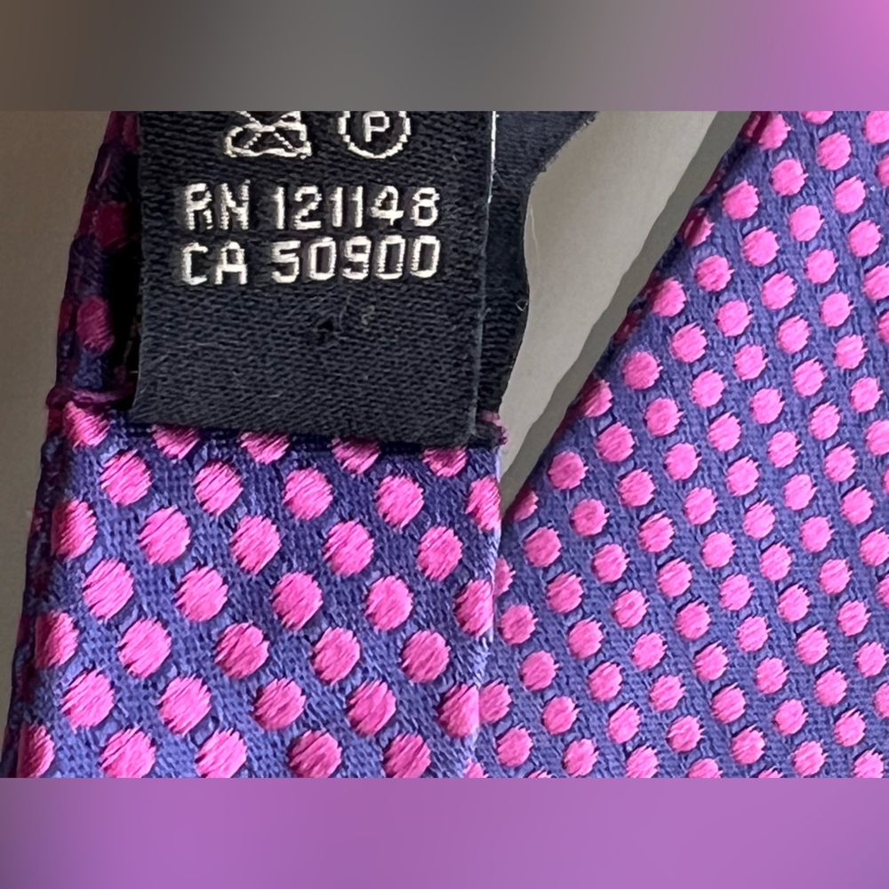 🟣🩷 Adjustable Self-Tie Bow Tie by Ted Baker | Purple with Pink Dots - Picture 6 of 17